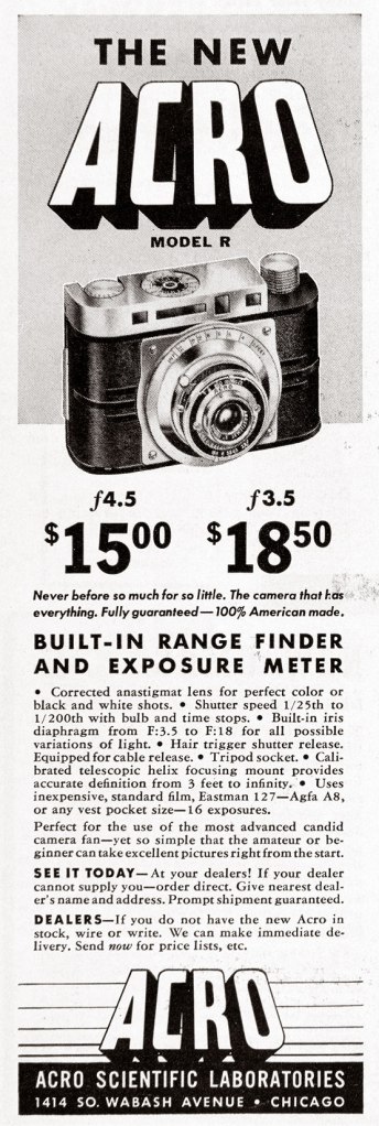 1940 Acro camera ad