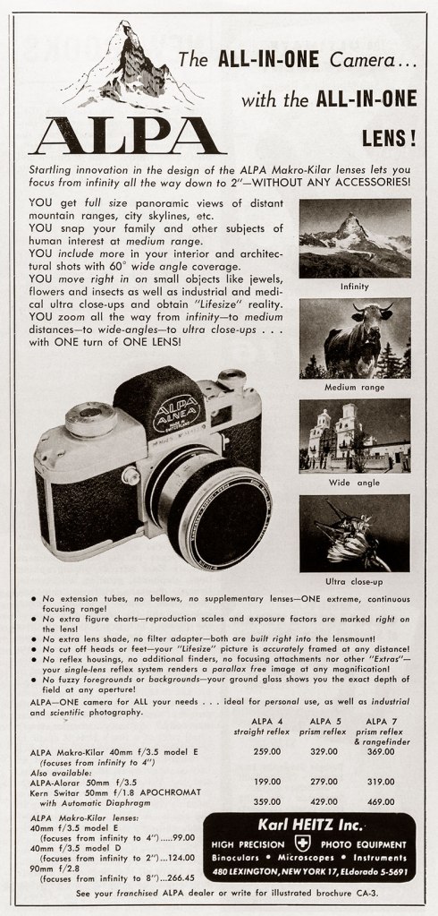 1957 Alpa Cameras ad