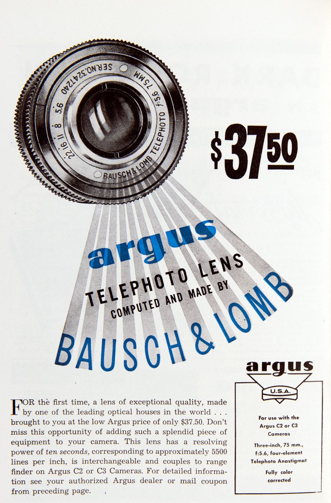 1939 Argus Bausch & Lomb telephoto lens ad