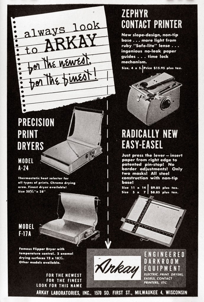 1947 Arkay Darkroom equipment ad