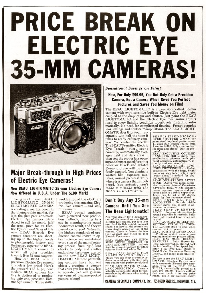 1959 Beau Lightomatic camera ad