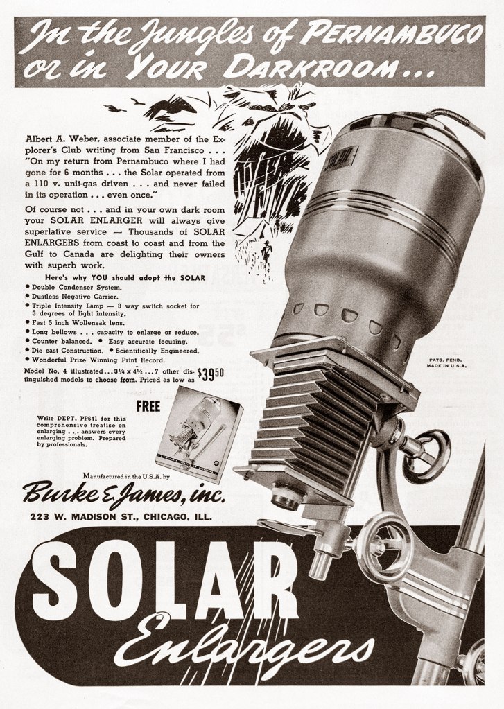 1941 Burke + James Solar enlarger ad