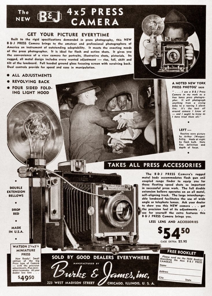 1942 Burke + James Press camera ad