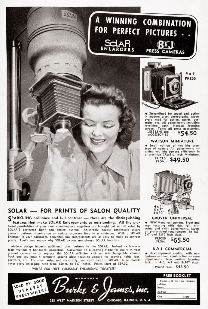 1942 Burke + James Solar Enlarger ad