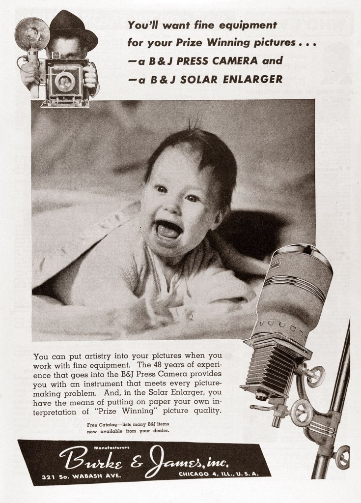 1945 Burke + James photo equipment ad