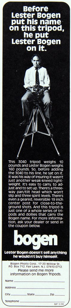 1986 Bogen tripod ad