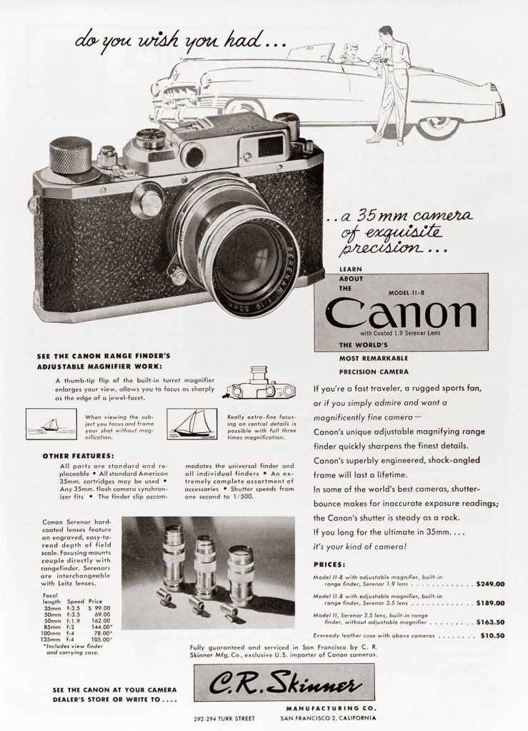 1950 Canon Model IIb camera ad