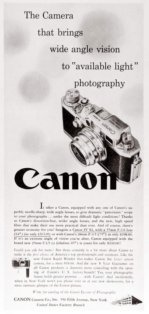 1956 Canon IV S-2 camera ad