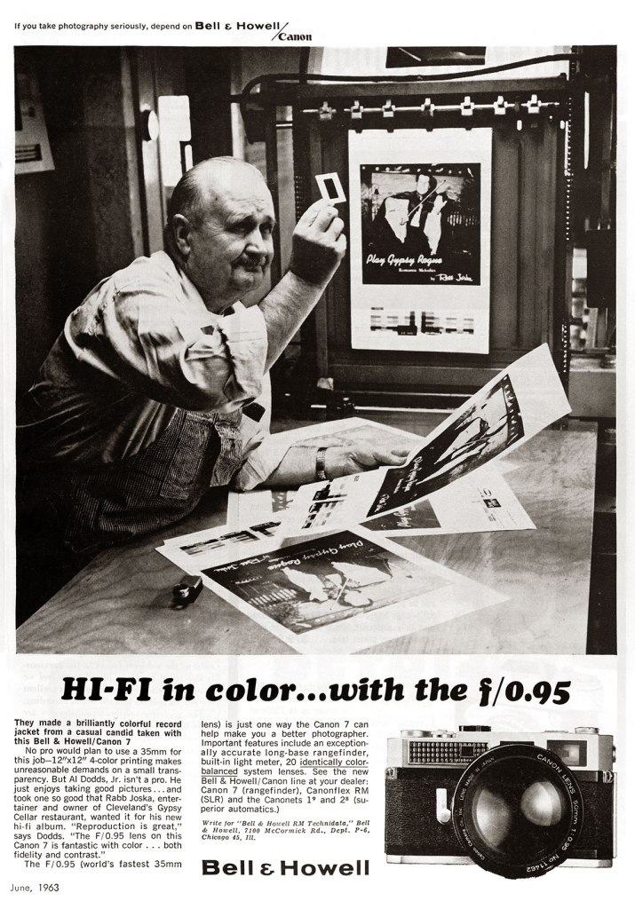 1963 Canon 7 camera ad