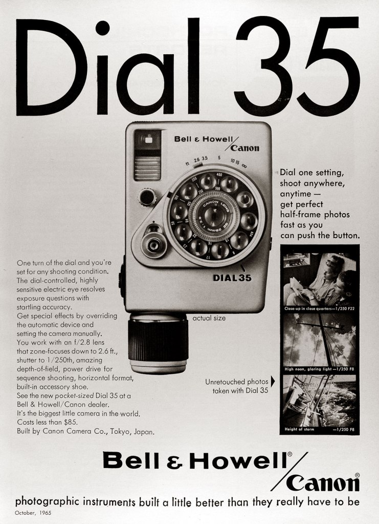 1965 Canon Dial 35 camera ad