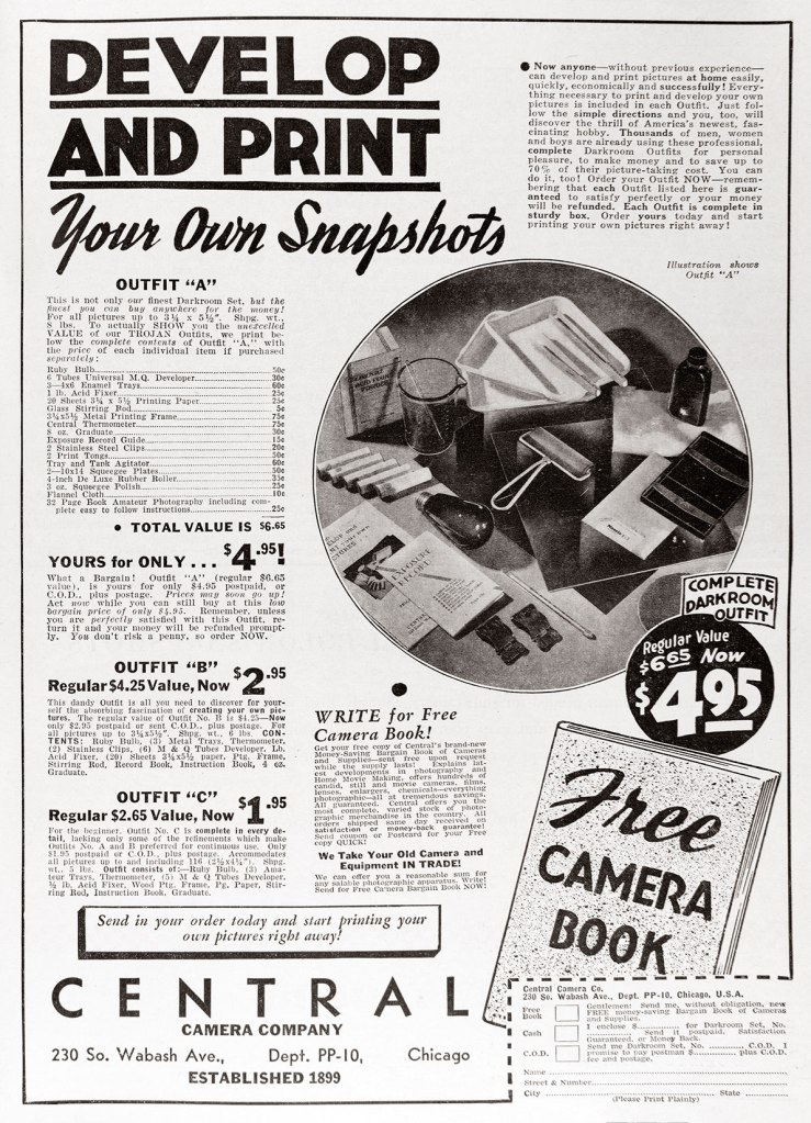 1937 Central Camera Company ad