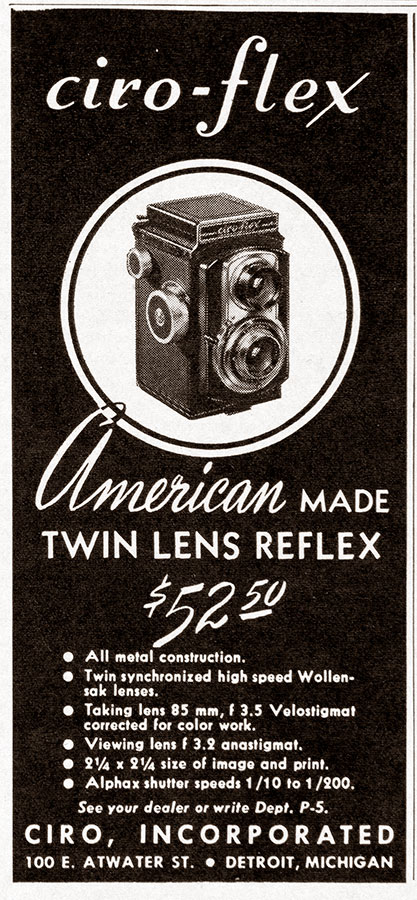 1942 Ciro-flex camera ad