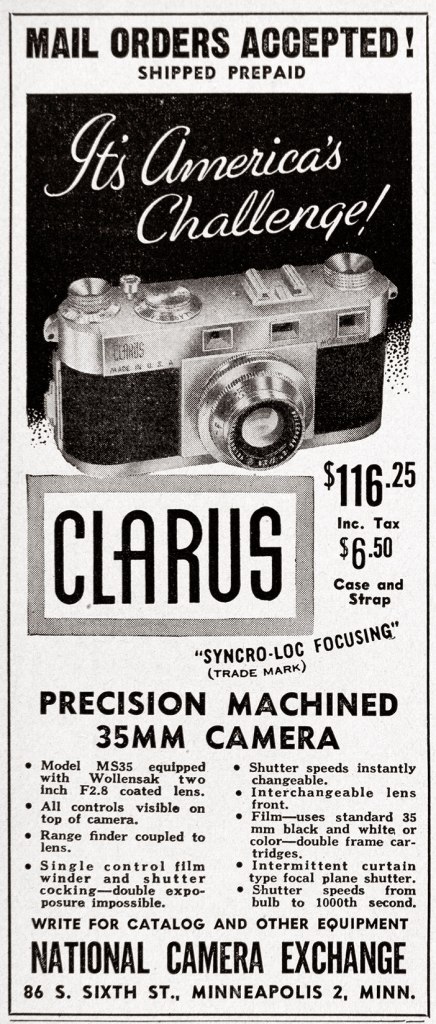 1946 Clarus camera ad