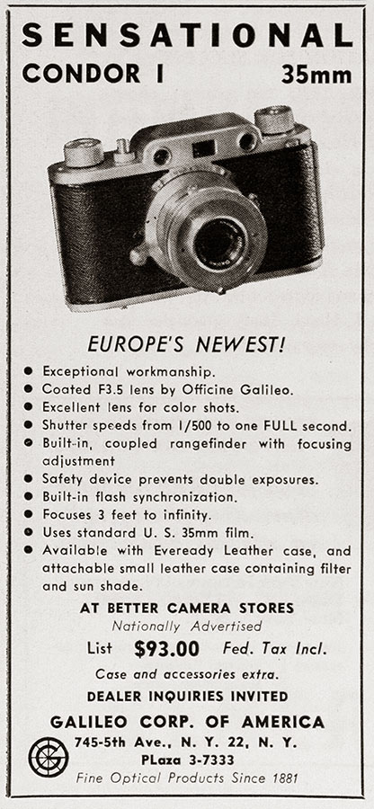 1950 Condor I camera ad