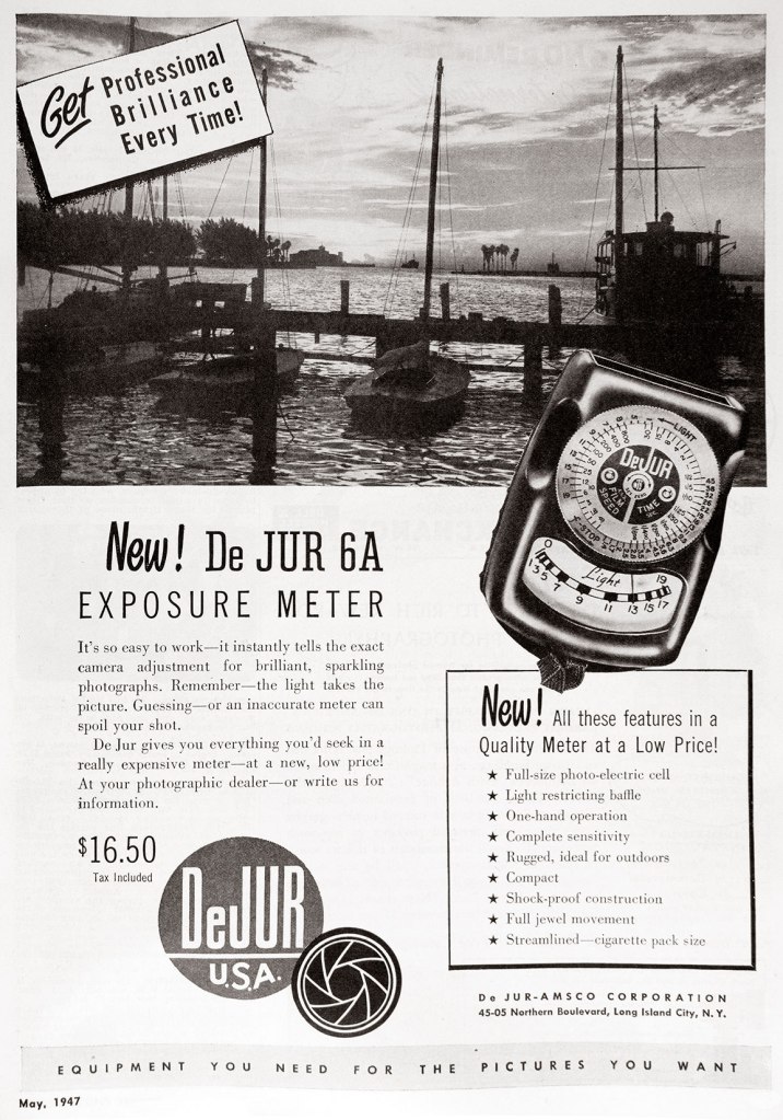 1947 DeJur exposure meter ad