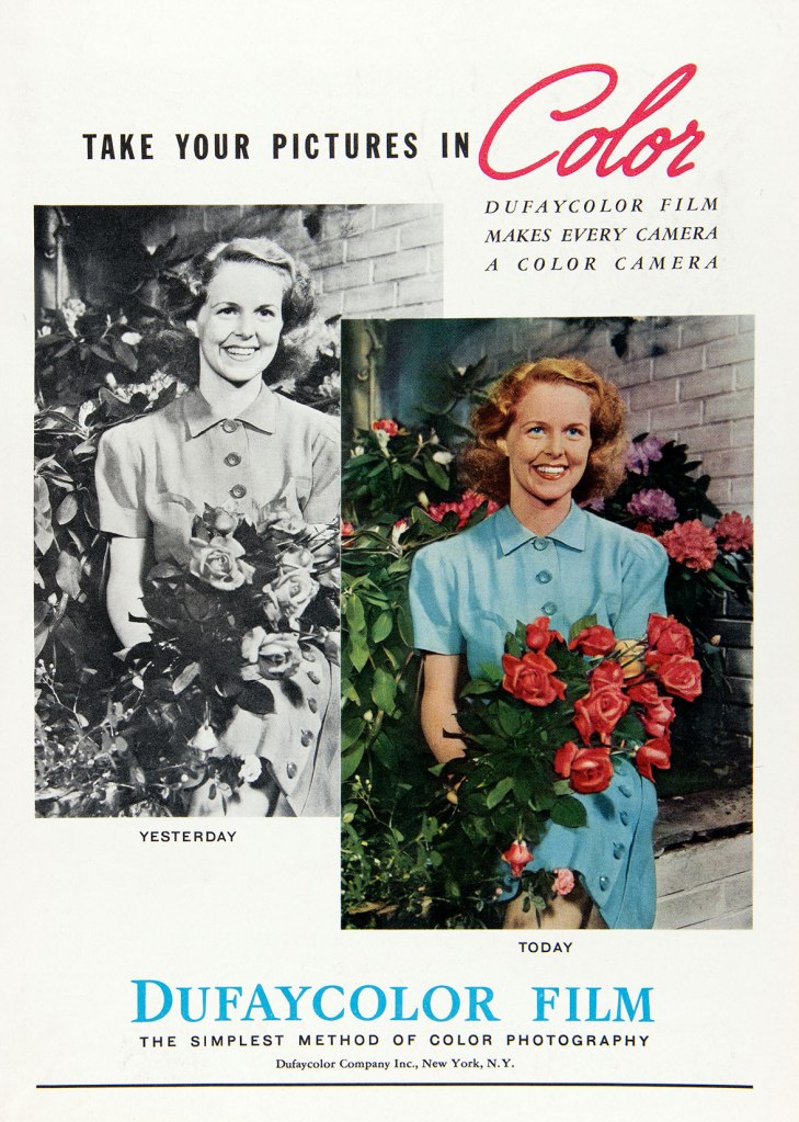 1939 Dufaycolor film ad