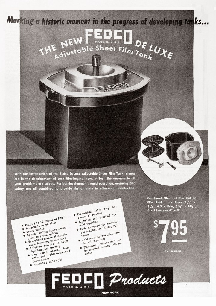 1947 Fedco developing tank ad