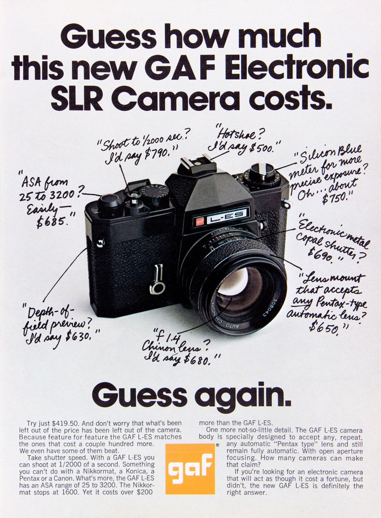 1974 GAF L-ES camera ad