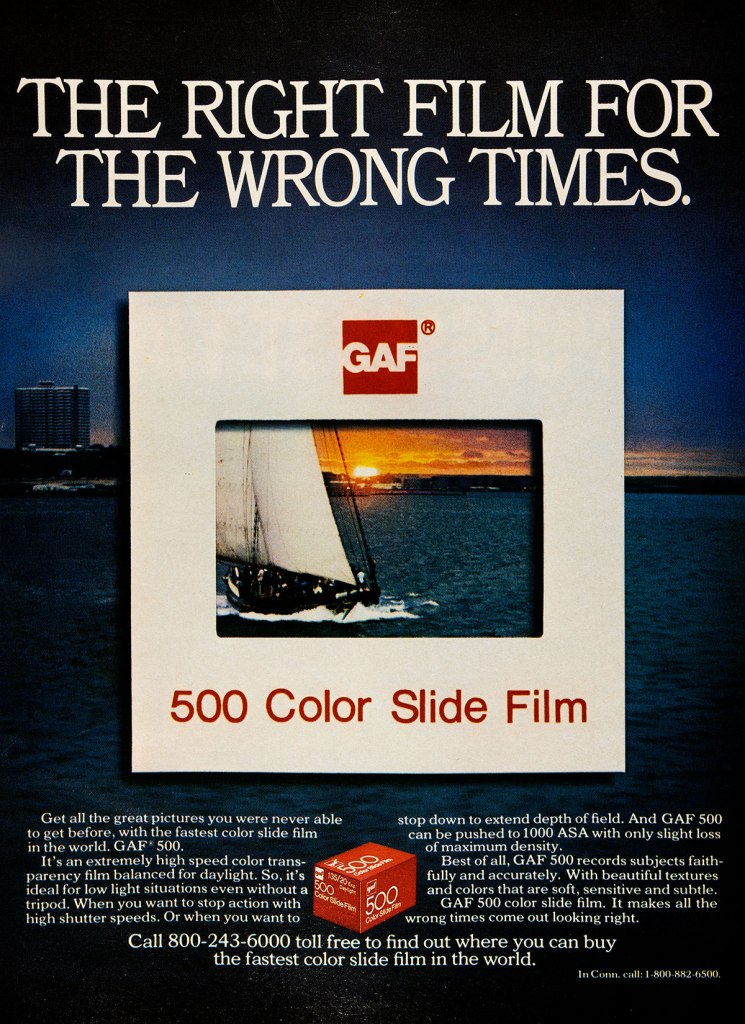 1975 GAF 500 film ad