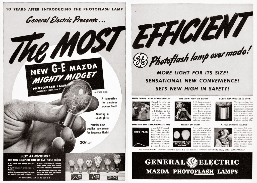 1939 GE Mazda photoflash lamps ad