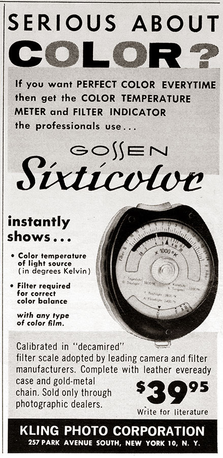 1960 Gossen Sixticolor ad