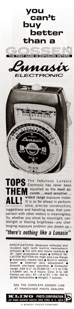 1965 Gossen Lunasix ad