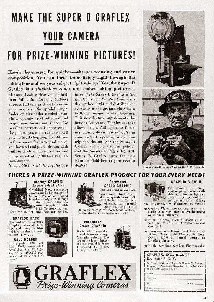 1950 Graflex Super D camera ad
