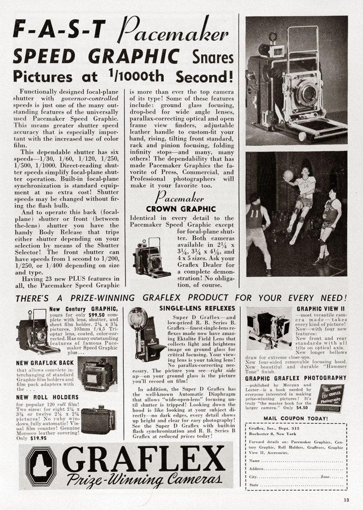 1950 Graflex Speed Graphic ad