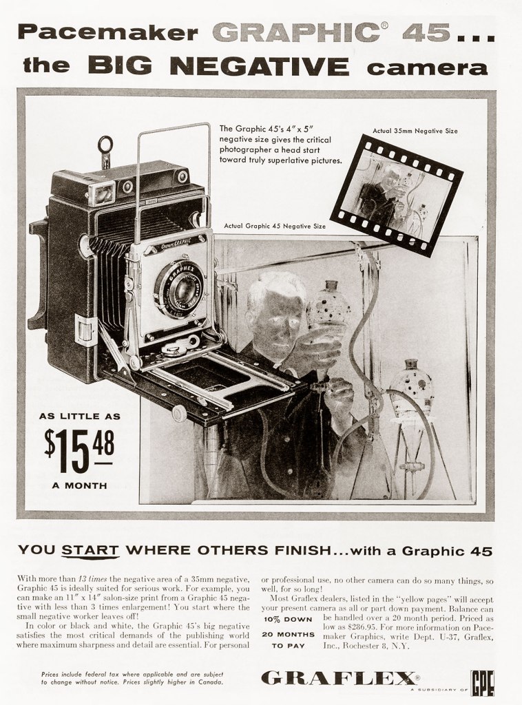 1957 Graflex Pacemaker Graphic 45 ad