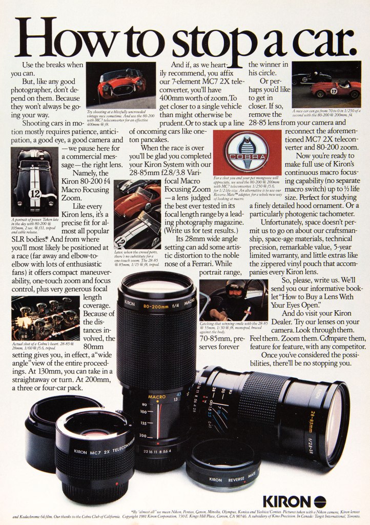 1982 Kiron lens ad