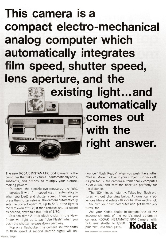 1966 Kodak Instamatic 804 ad 126 camera
