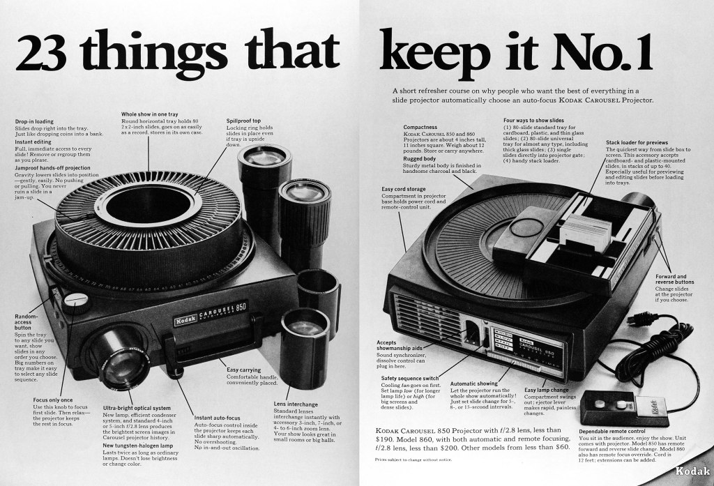 1970 Kodak Carousel projector ad