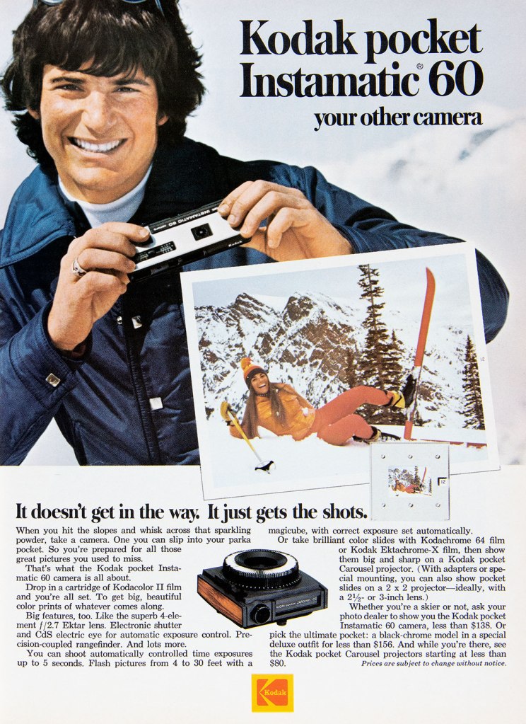 1974 Kodak pocket Instamatic 60 110 camera ad