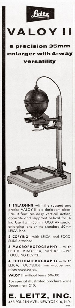 1958 Leitz Valoy II enlarger ad