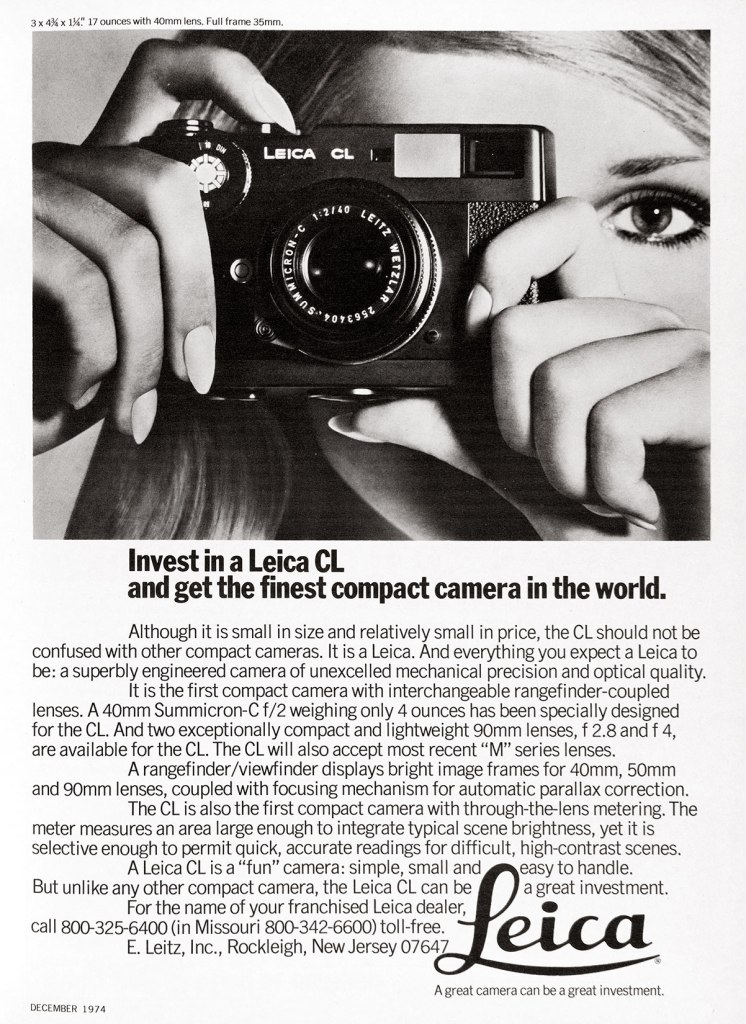 1974 Leica CL camera ad