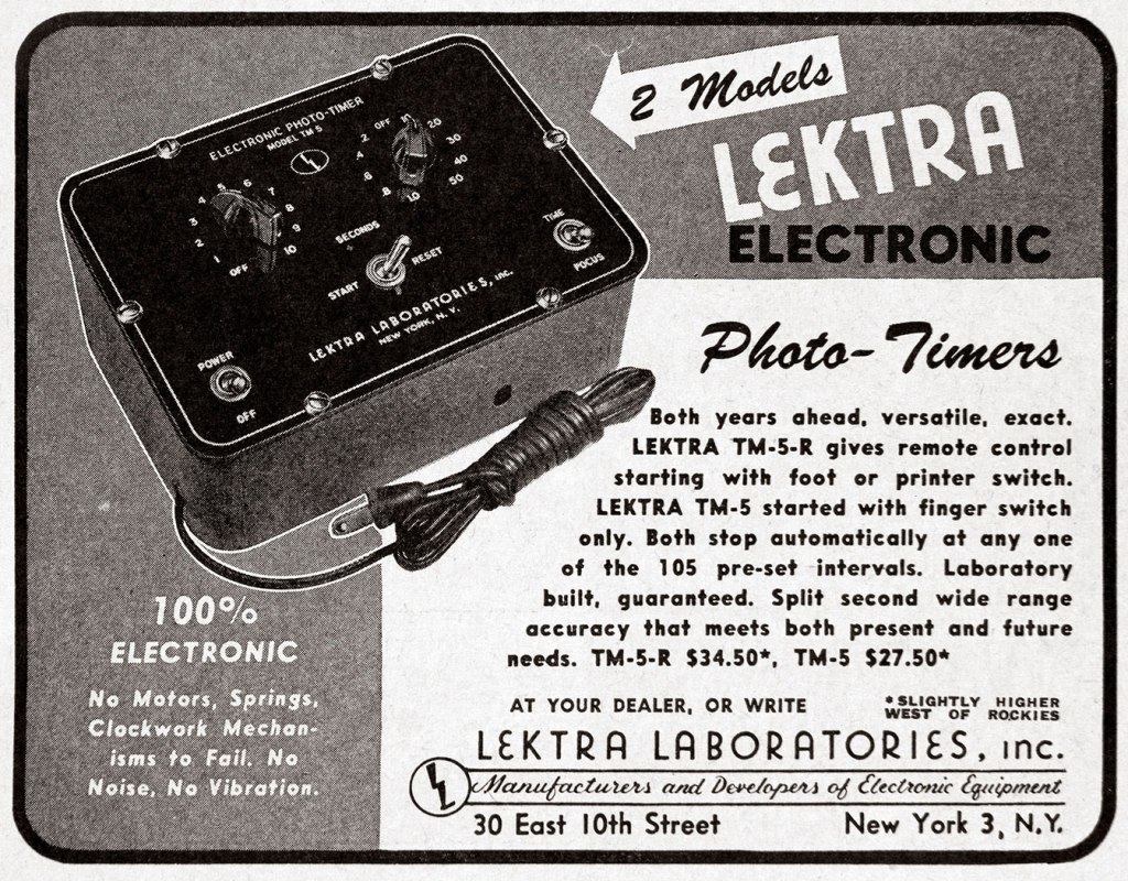 1947 Lektra photo timer ad