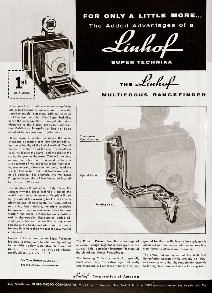 1955 Linhof Super Technika camera ad