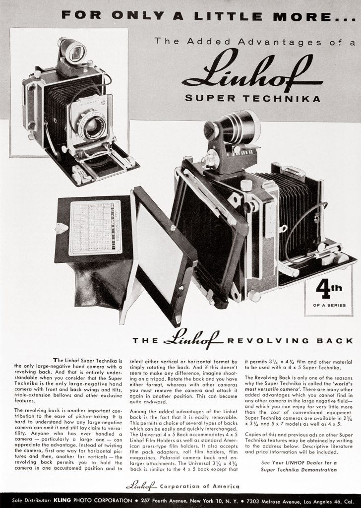 1956 Linhof Super Technika camera ad