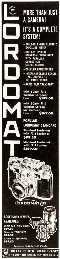 1957 Lordomat 35 camera ad
