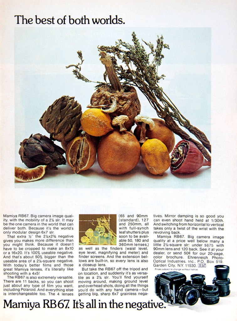 1972 Mamiya RB67 Camera ad