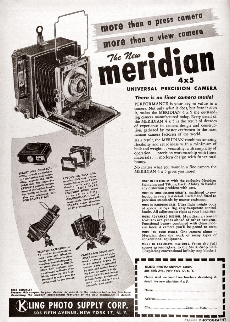 1948 Meridian Camera ad