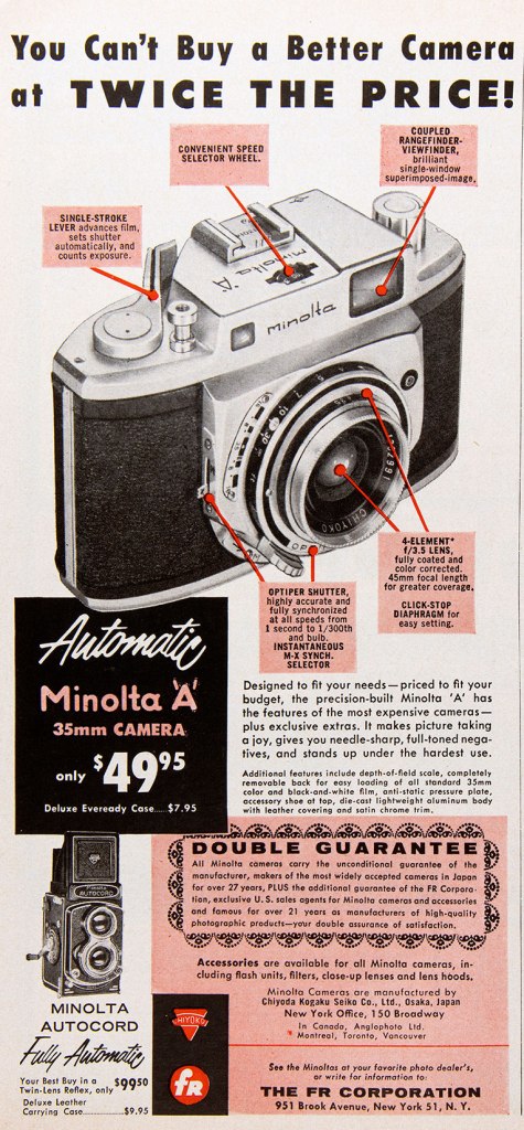 1956 Minolta A camera ad