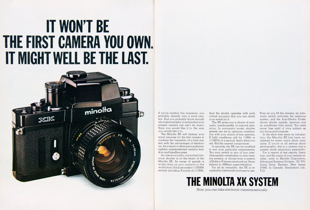 1974 Minolta XK Camera system ad