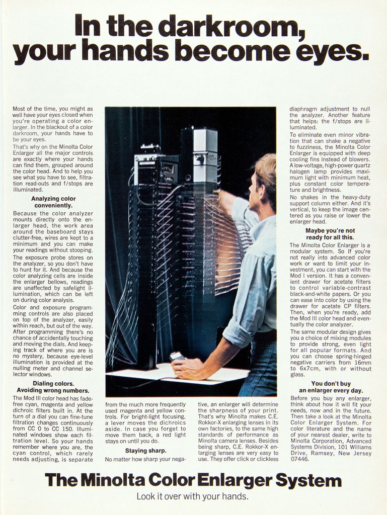 1974 Minolta Color Enlarger system ad