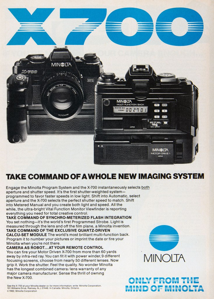 1982 Minolta X-700 camera ad
