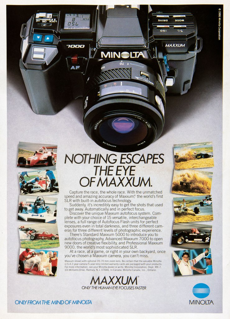 1986 Minolta Maxxum 7000 camera ad