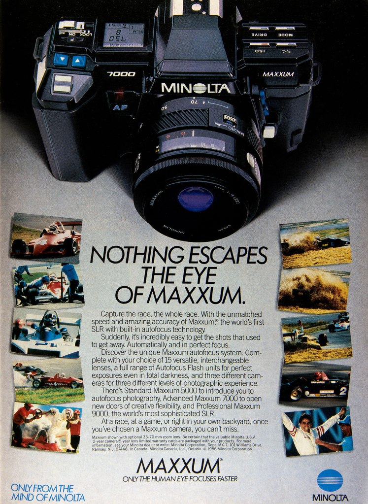 1987 Minolta Maxxum 7000 camera ad