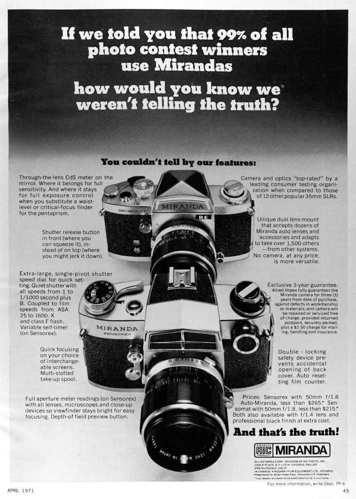 1971 Miranda camera ad