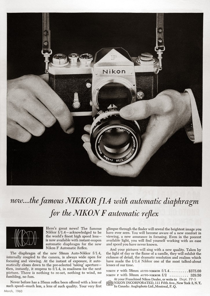 1960 Nikon F camera ad