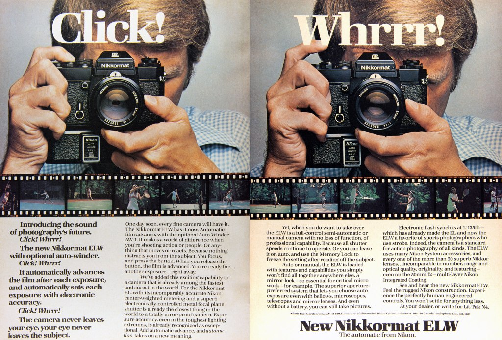 1977 Nikkormat ELW camera ad